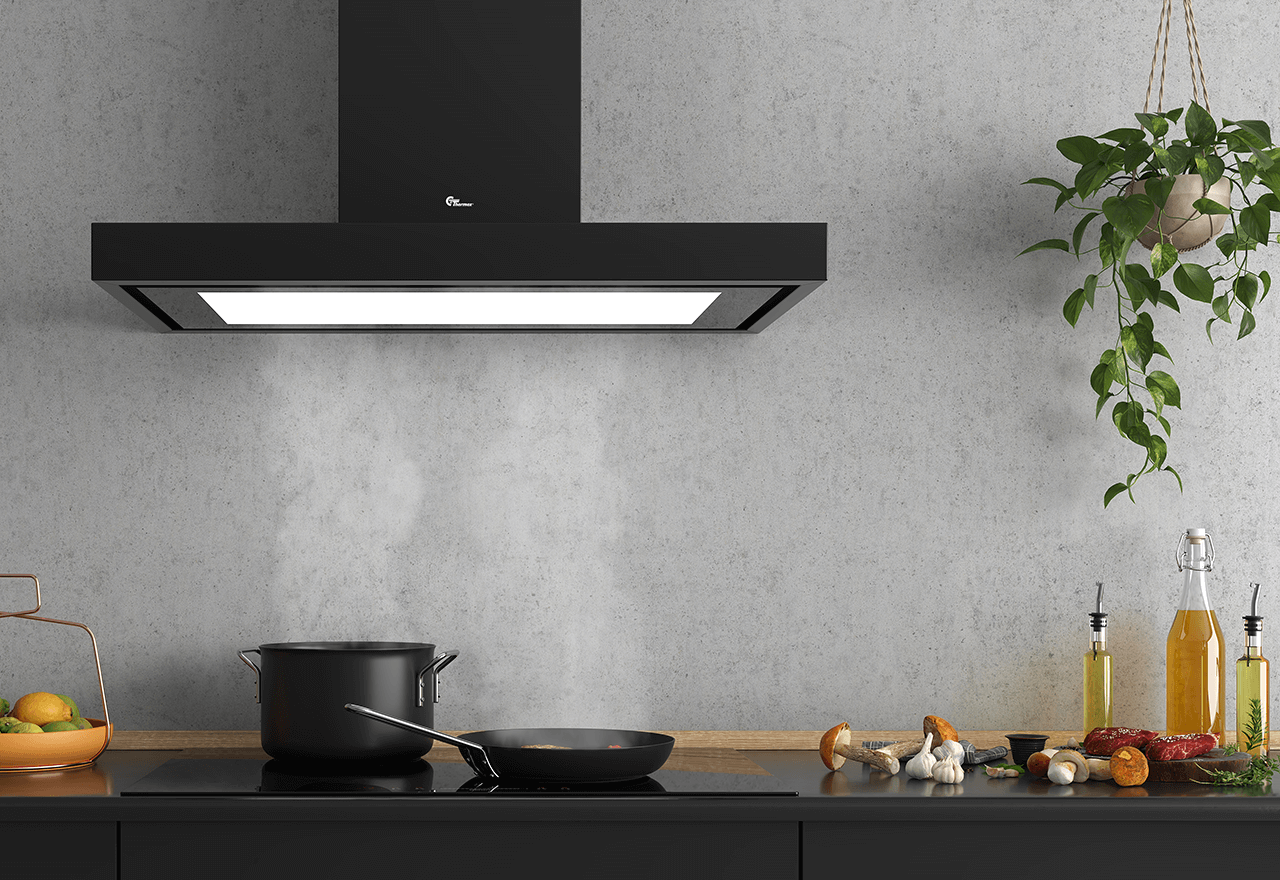 Harwich Lux - 90 cm, Pared, negro con motor