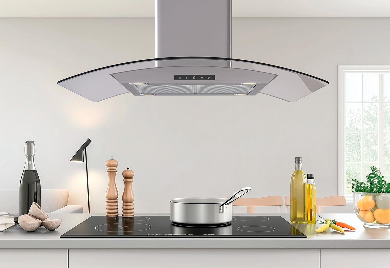 Derby II Isla 900 mm Inox/cristal Con motor